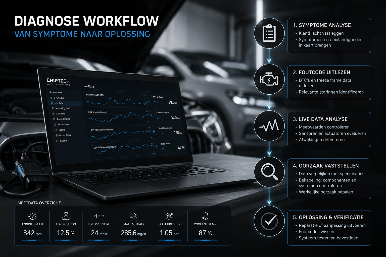 Diagnose workflow voor DPF EGR en AdBlue storingen